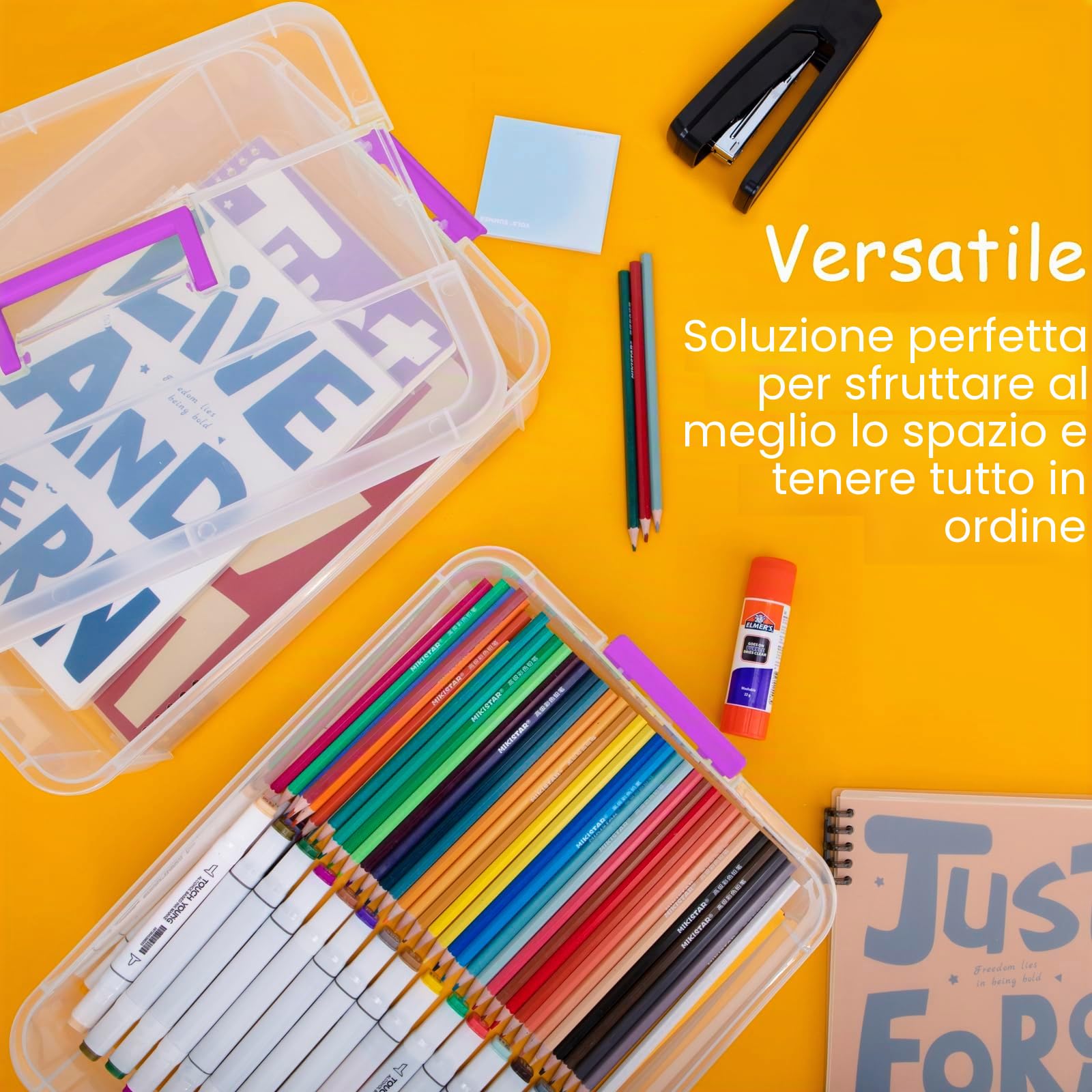 Creahaus Contenitori in plastica a 2 strati con coperchi, scatola di archiviazione multiuso per impilamento e trasporto trasparente, organizer portatile per artigianato e contenitori di archiviazione