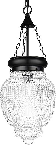 DSMJFU Lámpara colgante de techo de vidrio negro para isla de cocina, iluminación de estilo granja, lámpara colgante vintage para comedor, entrada,