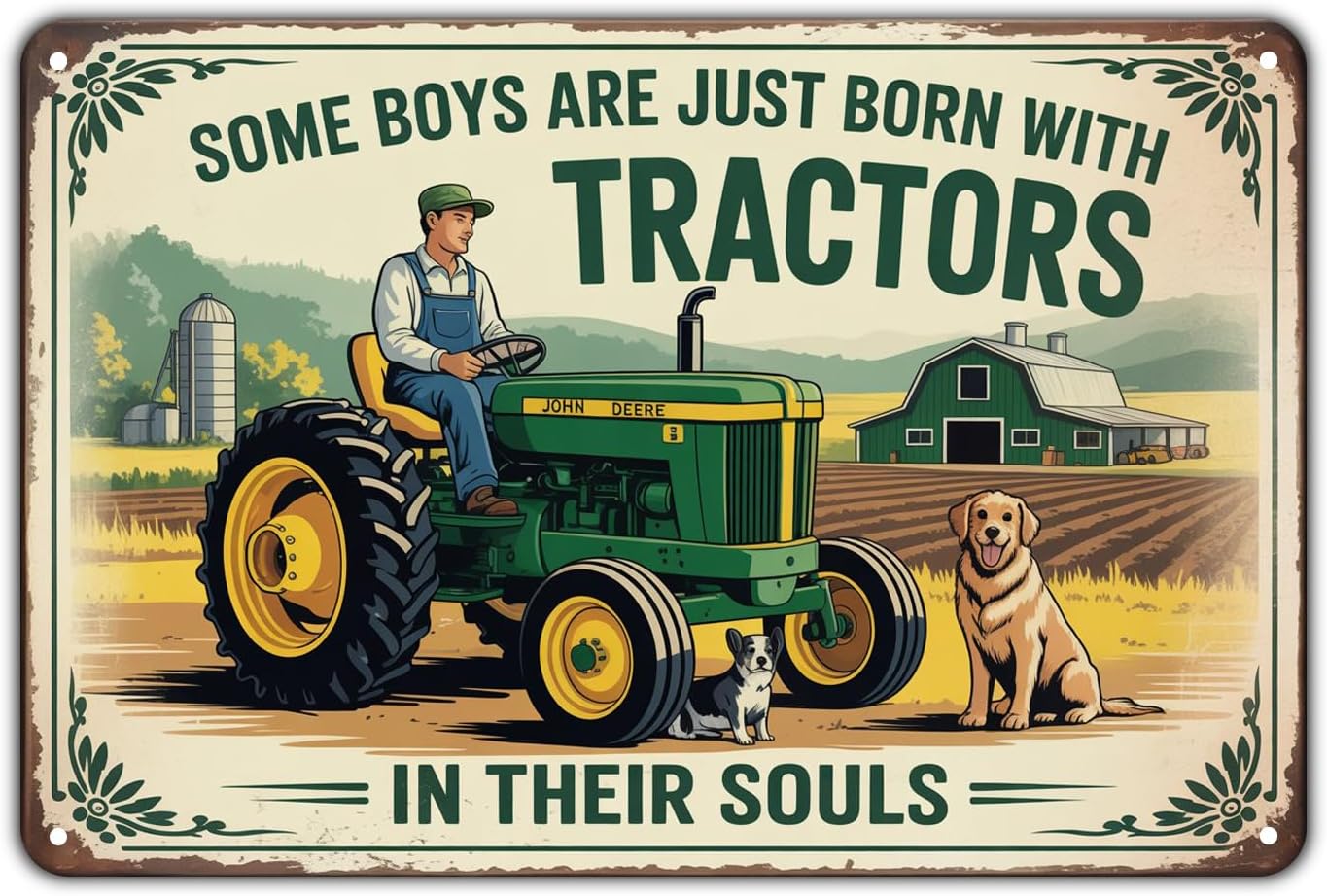 Tractor Lover tin sign Vintage Farm Tractor Metal Sign for Garden & Yard Bar Porch Garage Home Bedroom Kitchen Decor Gift 8 x 12 easy to hang