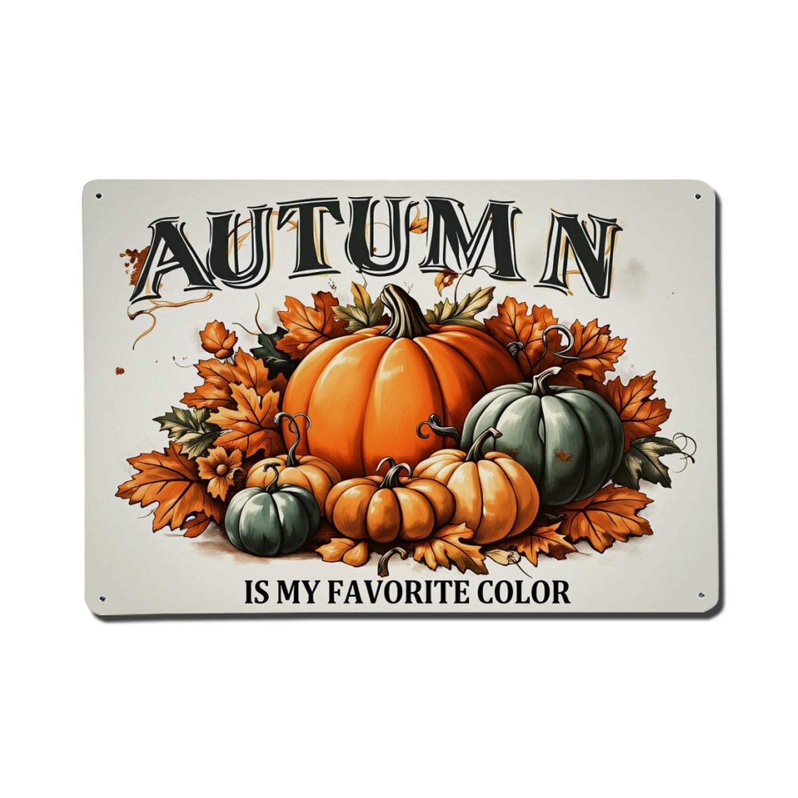 Enderetf Vintage Autumn Leaves Pumpkins Harvest Colors Tin Sign Metal Poster, Home Bar Garage Man Cave Cafe Indoor & Outdoor Wall Decoration 8X12inches