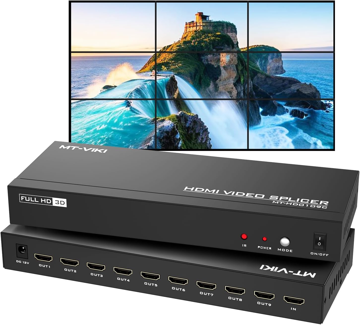 MT-VIKI 4K Video Wall Controller 3x3, 1 HDMI Input & 9 HDMI Output, Multiple Splicing Modes 2x1, 2x2, 2x3, 3x1, 3x2, 3x3, 2x4, 4x1, 4x2
