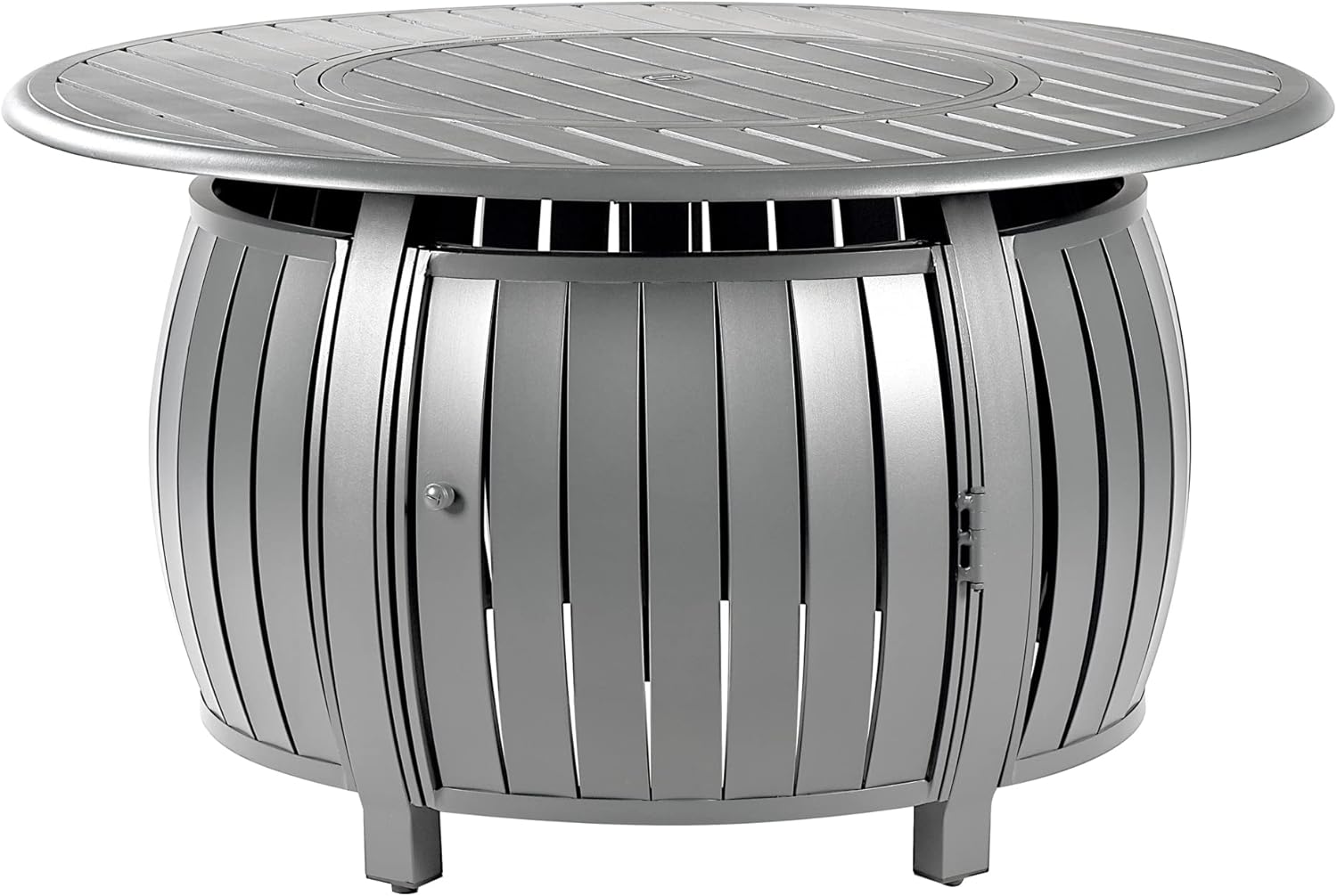 Round 44 in. x 44 in. Aluminum Propane Fire Pit Table with Glass Beads, Two Covers, Lid, 57,000 BTUs in Grey Finish