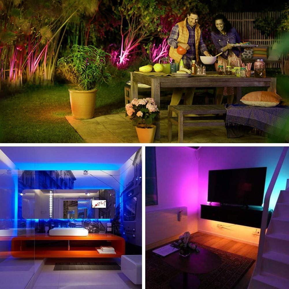 Led Strip Lights Battery Powered,QM-STVR Led Lights 2M/6.56FT,Strip Lights Battery Operated 3 Keys Color Changing Led Lights Strip RGB Waterproof Cuttable DIY TV Strip Light Color Changing(2Pcs)