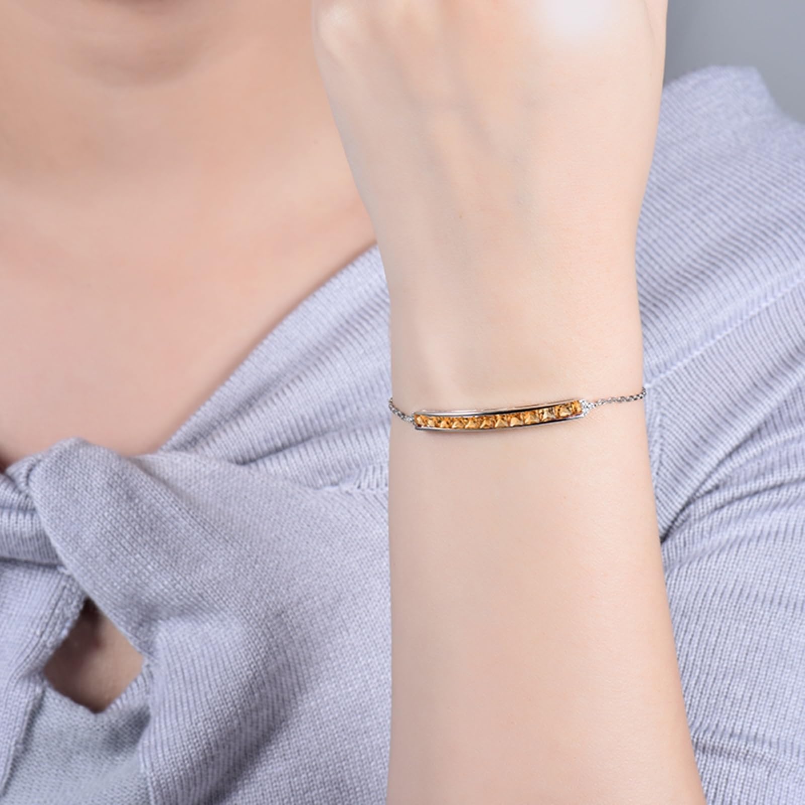 Bracciale Donna Oro Bianco 750/585/375, Bracciale Donna con Zaffiro 1.32ct 16-18 cm Estensione 4 cm, Braccialetto da Sposa Matrimonio