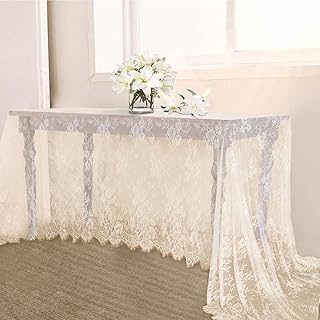 B-COOL Ivory Lace Tablecloth 60 X120 Inches Rectangle Vintage Embroidere...