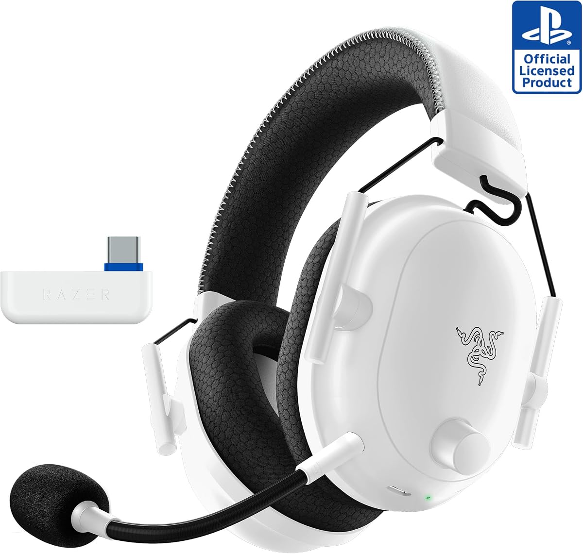 Razer BlackShark V2 Pro Wireless PlayStation Gaming Headset, White | 50mm Drivers, Super Wideband Mic, Noise Isolating Earcups, For PS5, Switch 2, PC, Mac, Bluetooth, USB, 70hr Battery