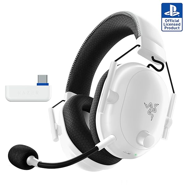 Razer BlackShark V2 Pro Wireless PlayStation Gaming Headset: 50mm Drivers - Super Wideband Mic - Noise Isolating Earcups - For PS5, Nintendo Switch 2, PC, Mac - Bluetooth, USB-C - 70hr Battery - White