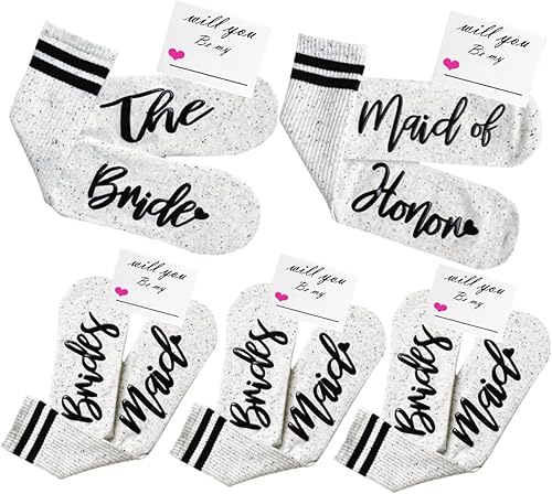 Miniatura 7 de WIFFGO Regalos de dama de honor para mujeres, regalos de despedida de soltera, calcetines peludos de compromiso, lindos calcetines de novia, regalos