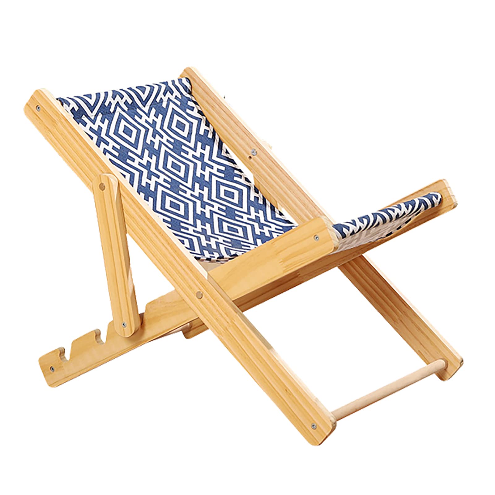 Lit Hamac pour Chat, Lit Surélevé pour Chat avec Grattoir en Sisal Durable, Grattoir en Sisal Durable et sans Perte, Chaise en Bois pour Chat, Meubles pour Chat de Mini Chaise de Plage pour(Toile)
