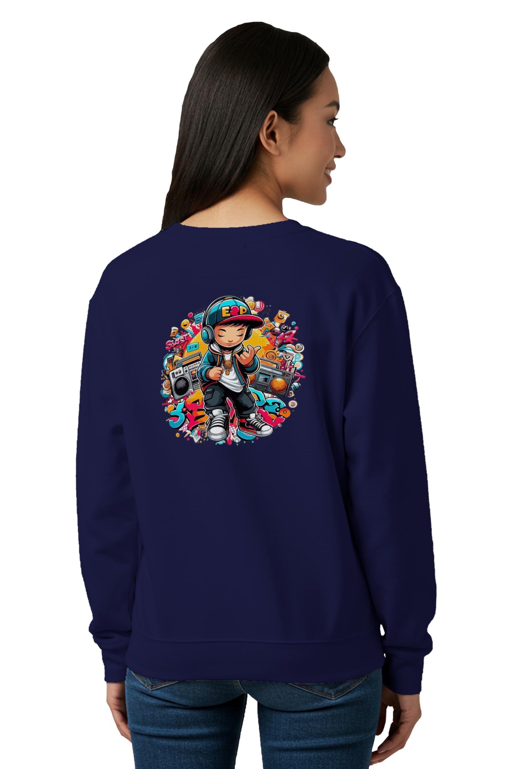 Winter Sweatshirt for Women Jolly Boy Graphic Printed Round Neck Regular Fit Cotton Blend Gen Z Casual Sweatshirt-image-42