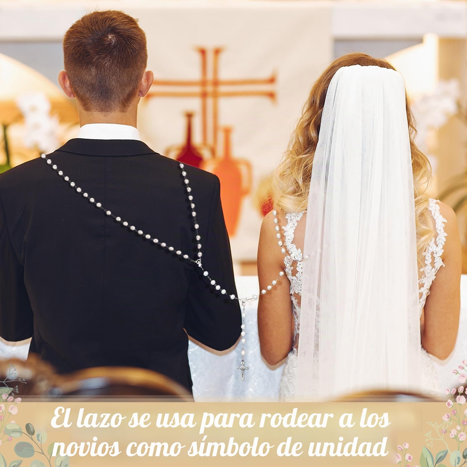 Cuerda de lazo blanca para boda, hermosa cuerda decorativa de oro blanco, cordón tradicional de lazo, lazo de boda para ceremonia, lazo tradicional para Boda para Los Novios, regalo de novia