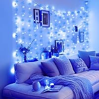 Vista 6 de Minetom Luces de cortina, 300 luces LED regulables con control remoto y temporizador, 8 modos, tira de luces alimentadas por USB para habitación