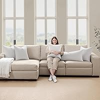 Vista 5 de MIULEE Juego de 1 almohada decorativa de 14 x 36 pulgadas, almohada de tela de algodón de plumón y plumas, relleno rectangular para sofá, sala