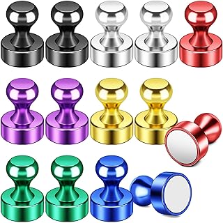 FINDMAG Fridge Magnets, 14Pcs Strong Refrigerator Magnet for Adults, Refrigerator Magnets Decorative, Colorful Metal Paint Magnetic Whiteboard for Fridge, Office, Kitchen, Classroom, Map Decor