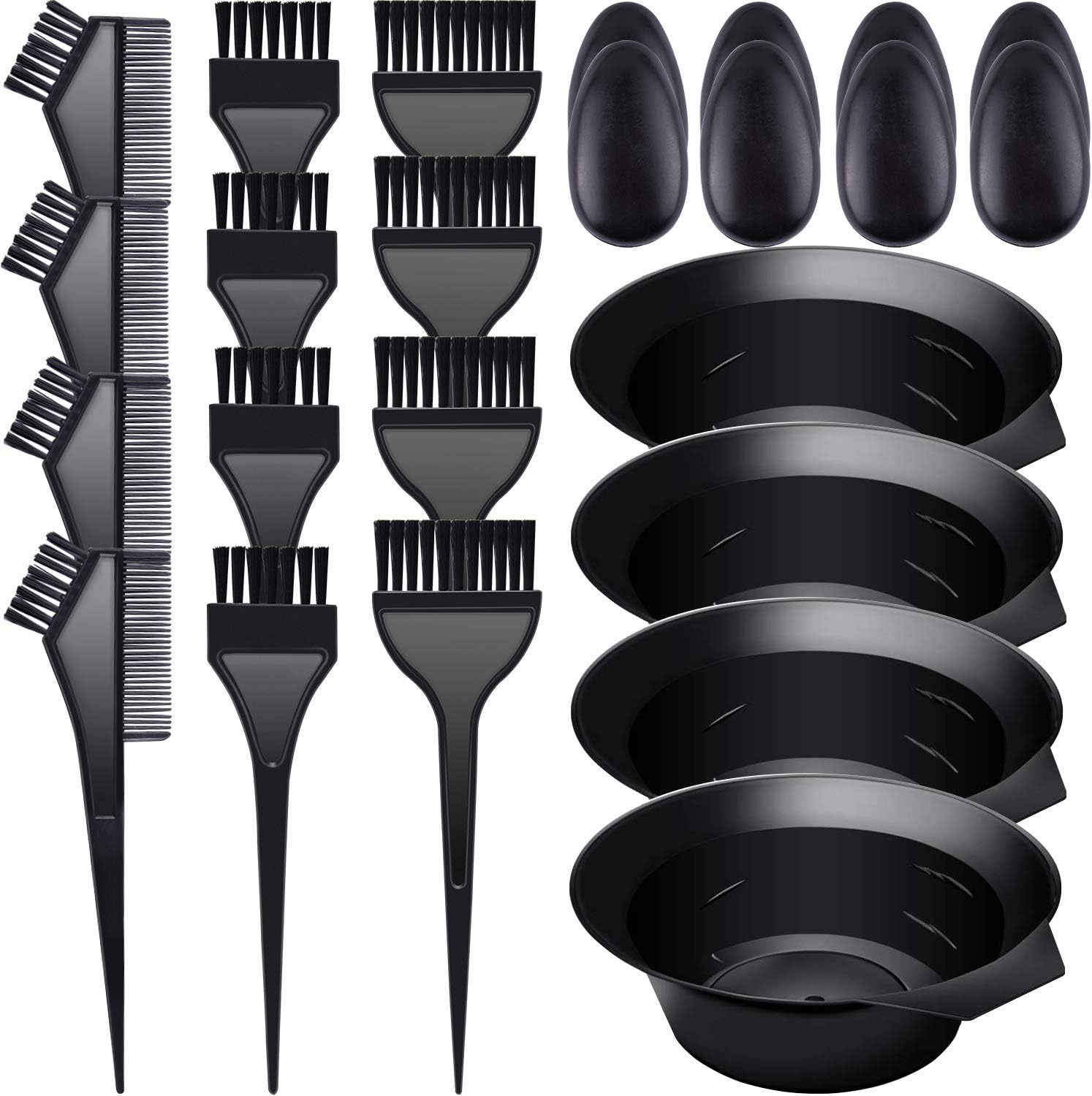 SIQUK 24 Pieces Hair Tint Dying Coloring Tool Hair Dye Color Brush Hair Dye Comb Mixing Bowl and Ears Caps : Beauty & Personal Care