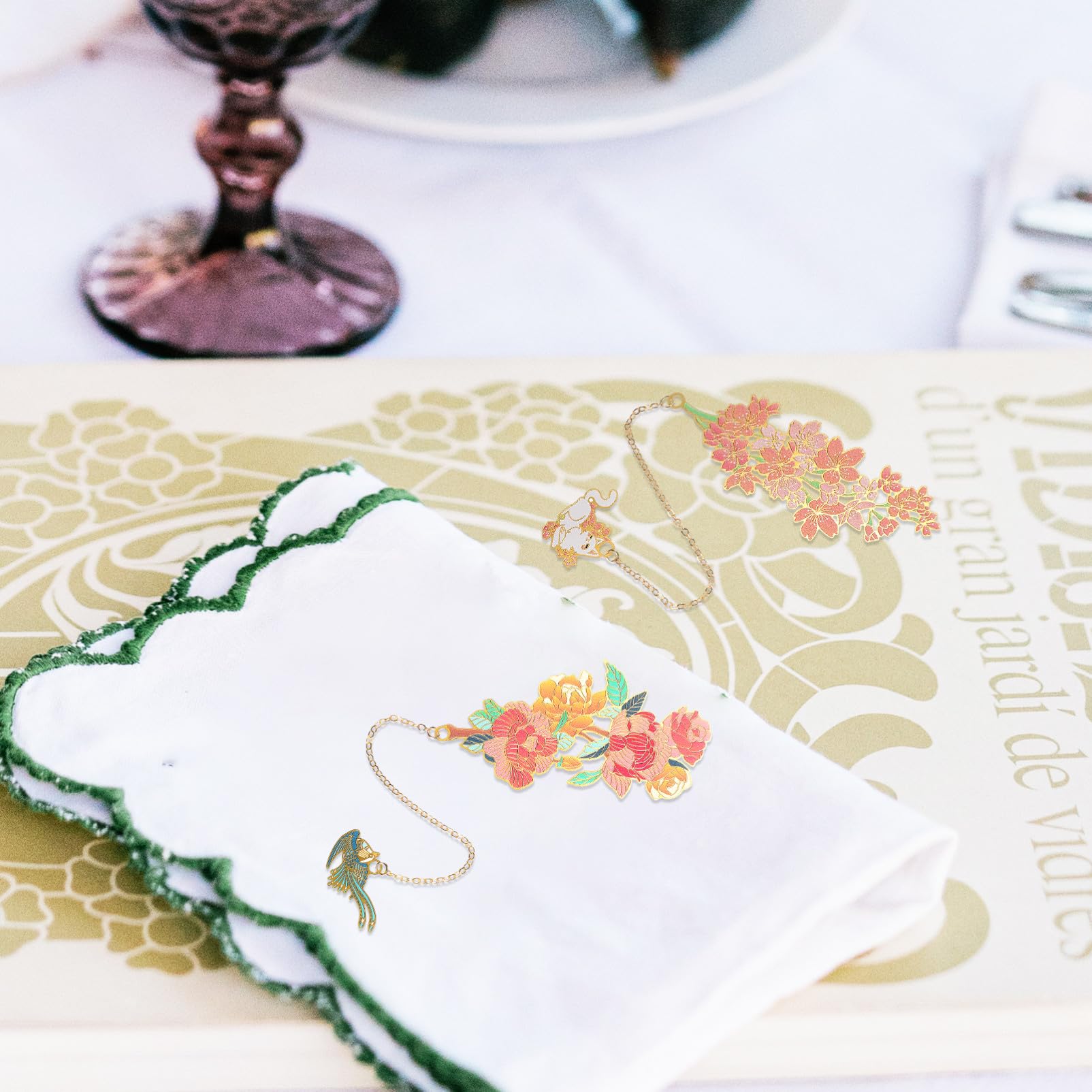 3 Set Segnalibro Classico In Metallo Con Fiori 2 Pezzi Ciondolo Con Fiori Di Ciliegio Segnalibri Personalizzati Embosser Per Libri Embosser Per Libri 2 pezzi * 3