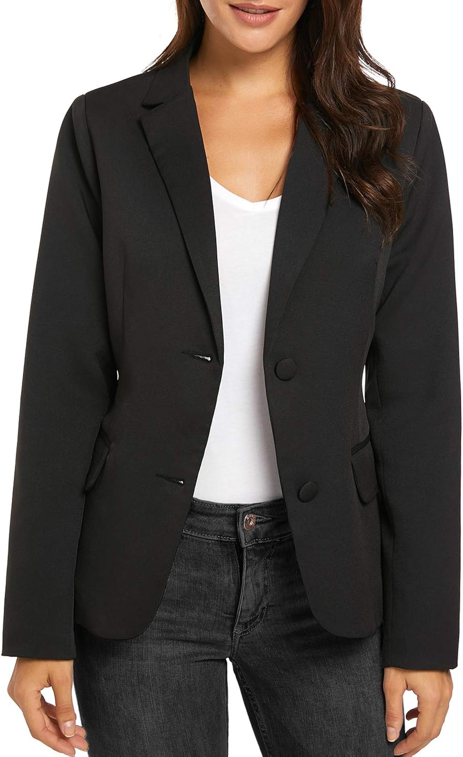 luvamia Women's Long Sleeve Formal Notch Lapel Button Down Blazer Pockets Jacket at  Women’s Clothing store