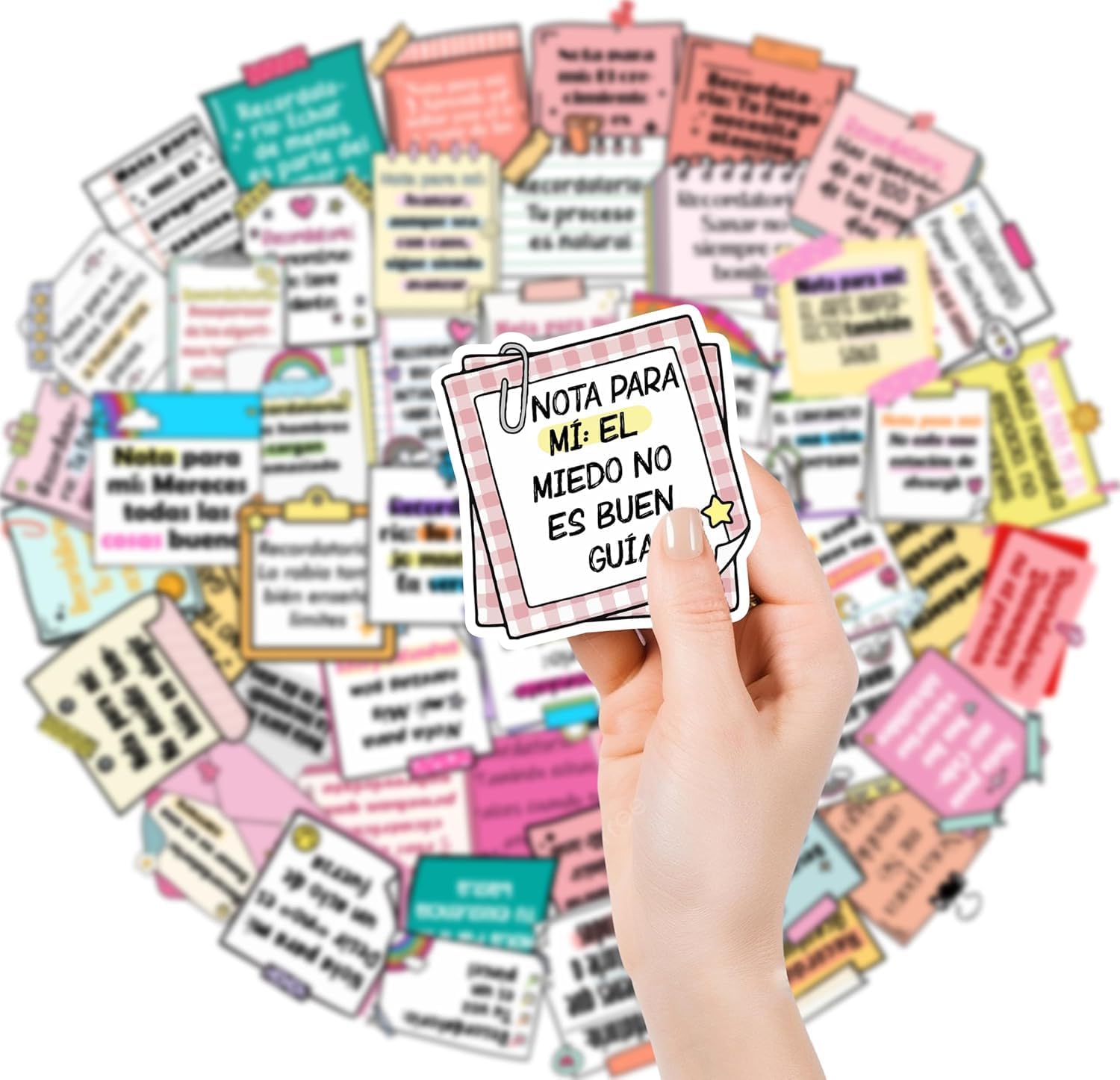 100pcs Spanish Motivational Stickers for Self-Love & Mental Health, Waterproof Vision Board Decals with Affirmations,for Teens & Adults