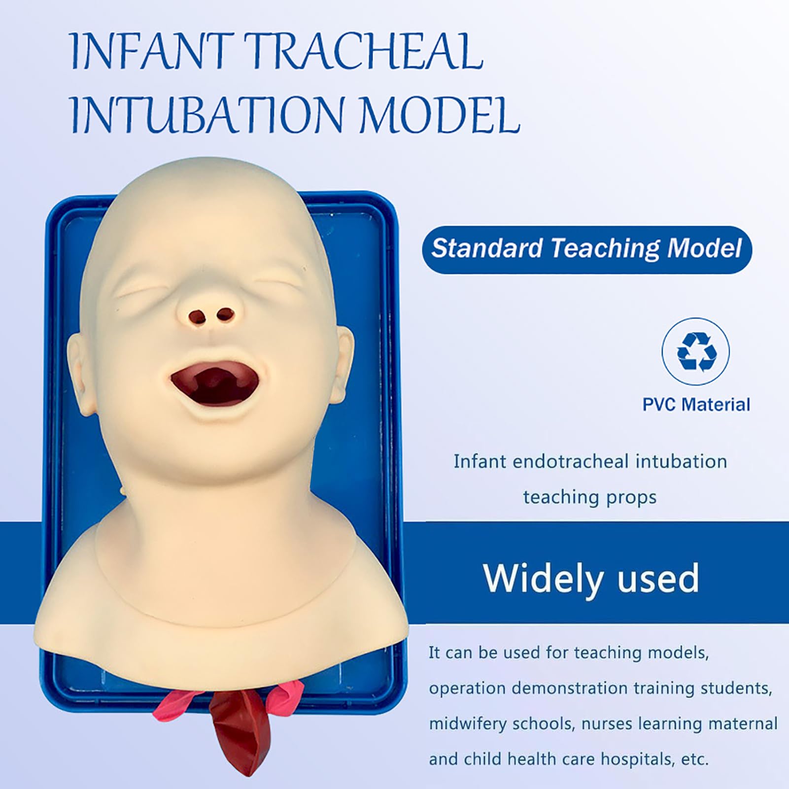 Intubazione tracheale neonatale Manikin, Istruttore di Gestione delle Vie aeree in intubazione nasale pediatrico in PVC, simulatore di Pronto Soccorso tracheale Infantile