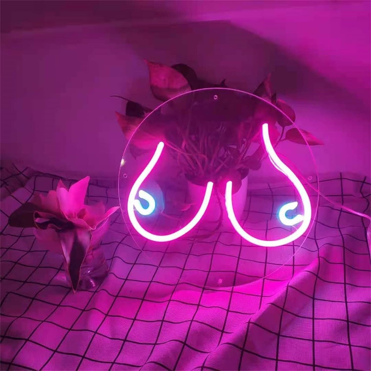 Insegna al neon a LED Insegne al neon in acrilico a LED, Rosa Sexy Beauty Busto Lady Body Art Insegna Luci Camera da letto Appeso a parete Lampada murale Bar Party Club Decor, 30x30 cm