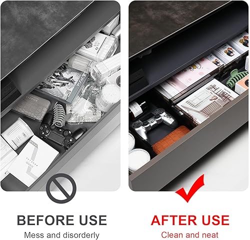 Miniatura 5 de Voittozege Paquete de 18 separadores de cajones transparentes, ajustables de 3.5 pulgadas de alto expandibles de 11 a 20 pulgadas, organizador de