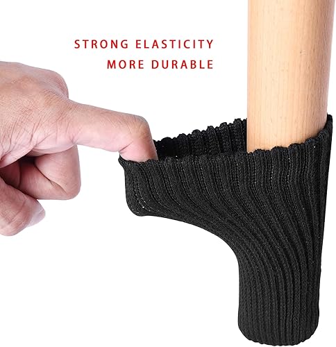 Miniatura 2 de 16 calcetines para patas de muebles, protectores de piso de punto de alta elasticidad, juego de fundas gruesas negras para patas de silla, se mueven