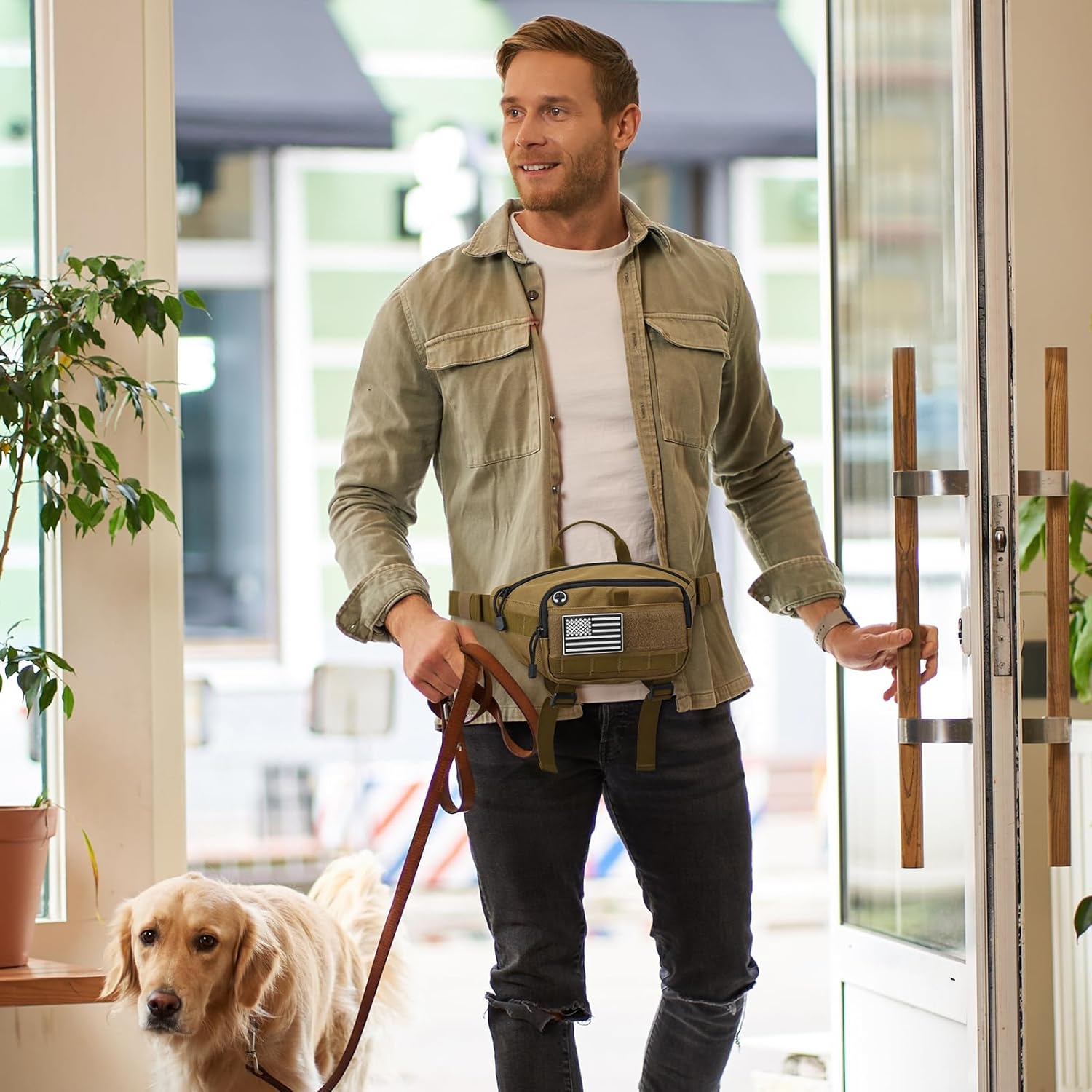 G4Free Tactical Fanny Pack for Men, Fashion Crossbody Bag Waist Packs for Travel Hiking (Khaki) - Image 6