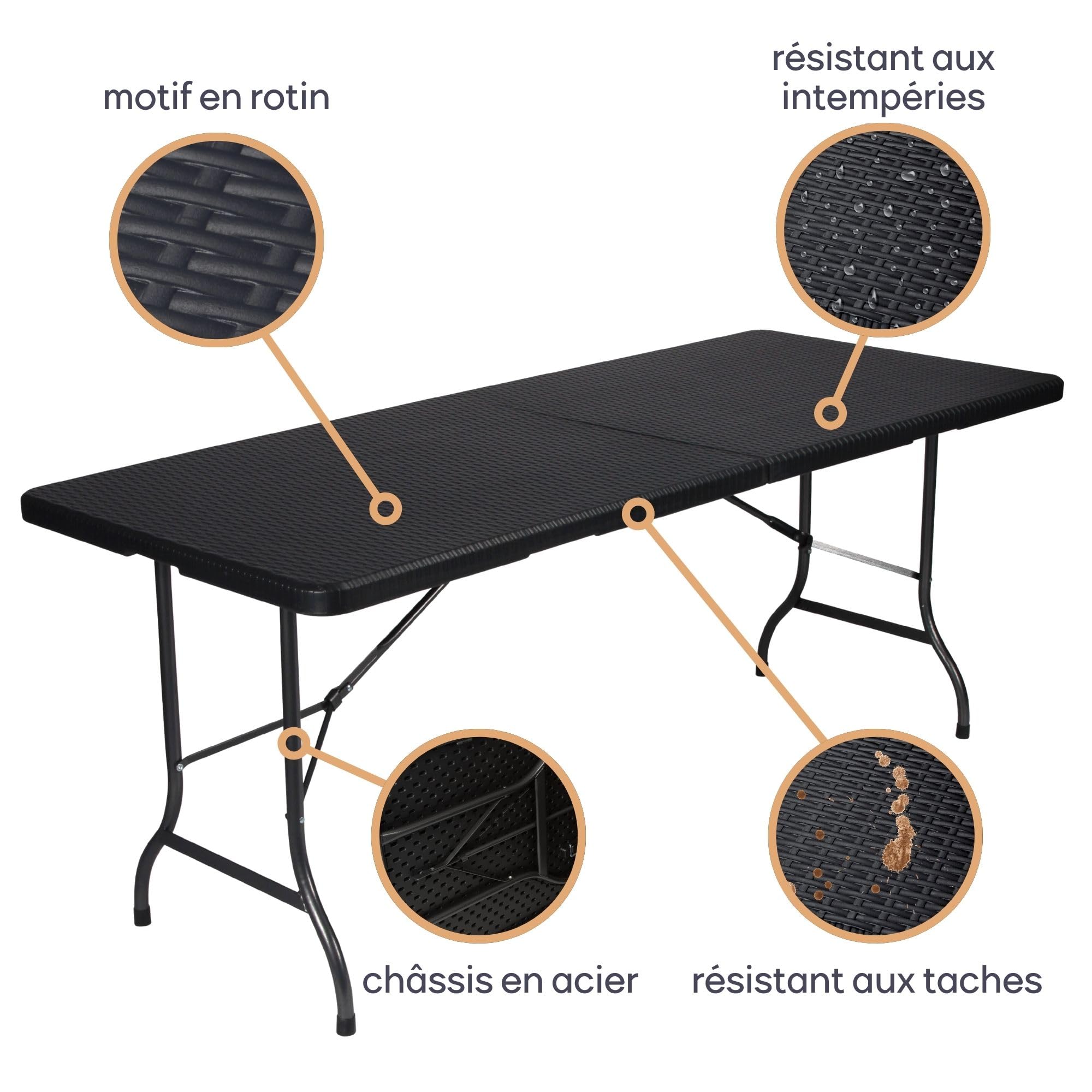 PEREL FP180R Table Pliante Multicolore 180 x 75 x 74 cm