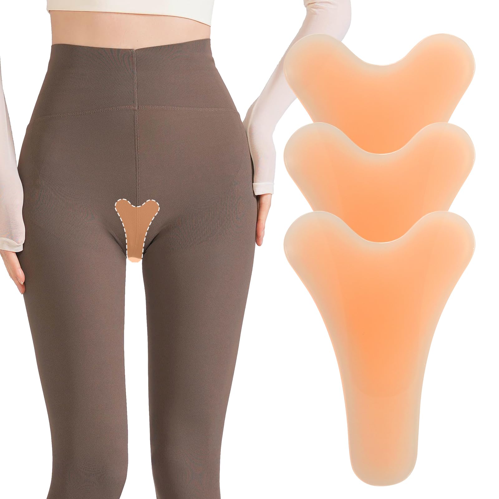 3 Pack Camel Toe Concealer, Reusable Women's Invisible Adhesive Silicone Anti-Camel Toe Covers, No VPL Liner for Leggings Yoga Workouts &amp; Beach Surfing Cycle
