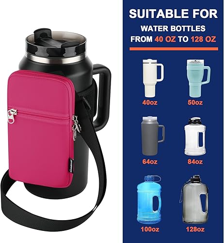 Miniatura 10 de Bolsa para botella de agua de gimnasio para vaso Stanley con asa, funda universal para botella de agua con correa y bolsillo, compatible con una