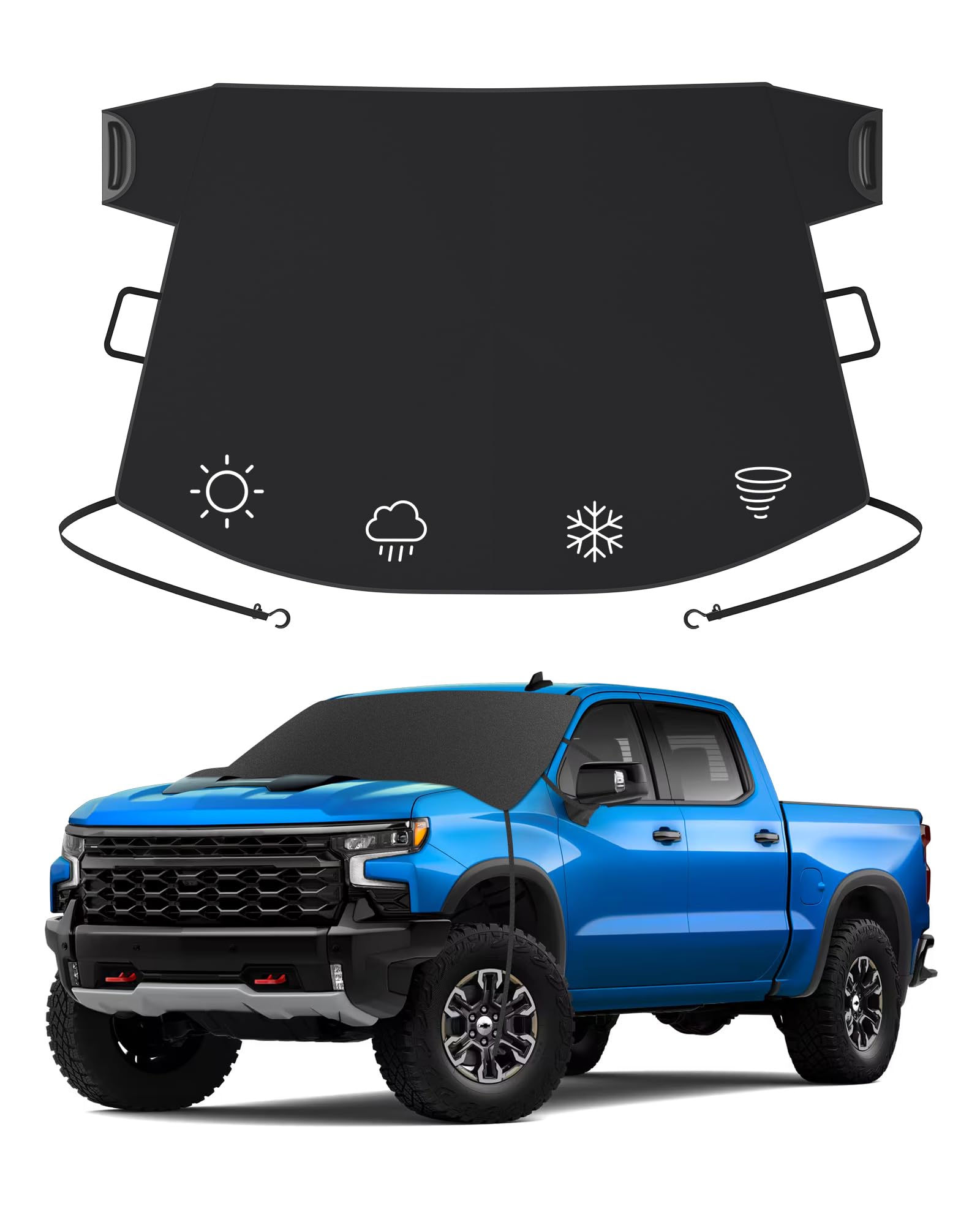 Windshield Cover for Ice and Snow | 600D Upgraded Heavy Duty Oxford Fabric | Car Snow Cover for Car, Truck, SUV, Van, MPV | Protection from Snow, Ice, Frost | Winter Car Accessories (71"X48")