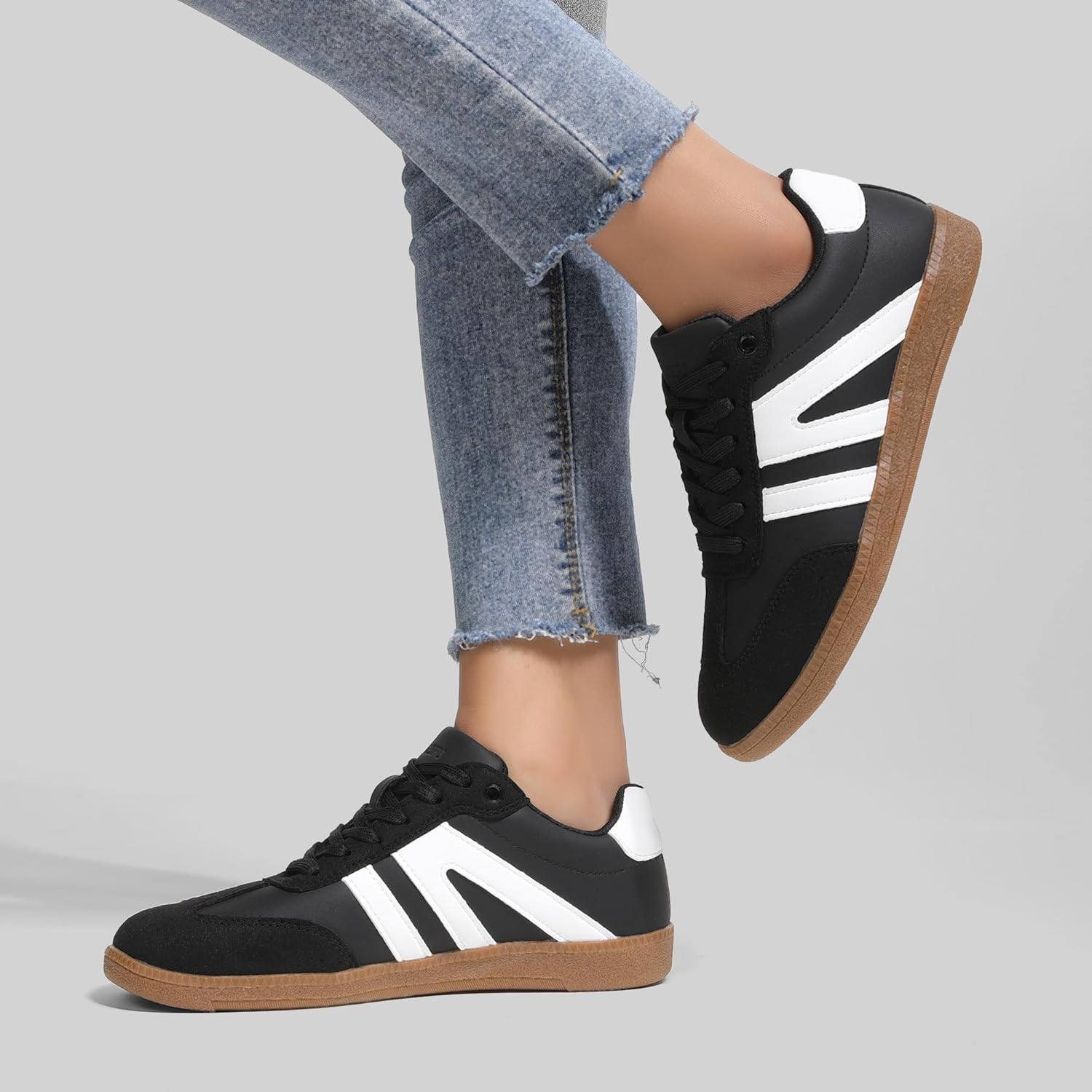 AoSiFu Women's Fashion Sneakers Classic Casual Women Walking Shoes Comfortable Lace-Up Tennis Footwear Anti Slip Skate Shoes - Image 7