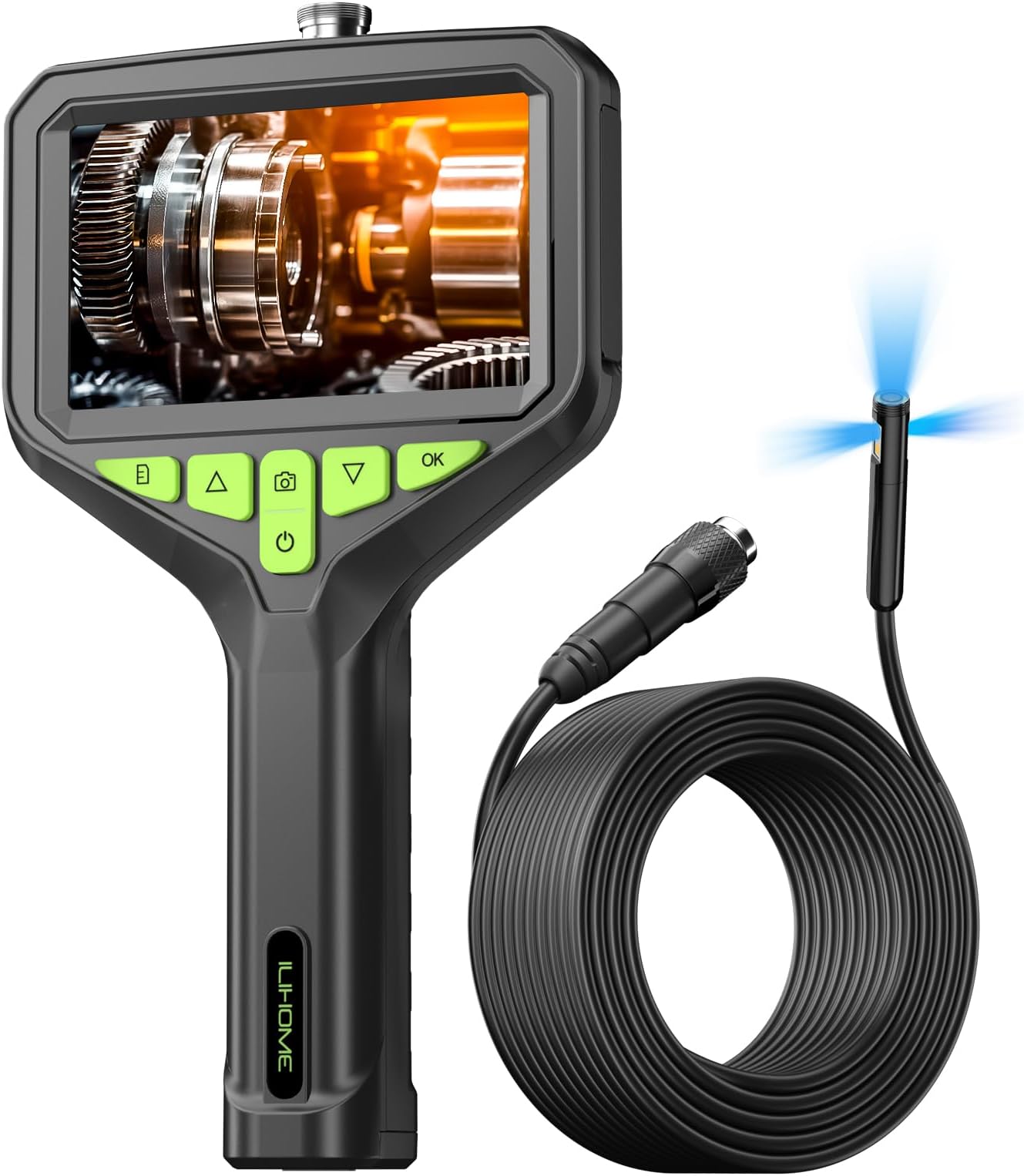 Camera Endoscopique Triple Objectif, DEPSTECH Endoscope Industriel IPS 5'' avec 8 Lumières LED