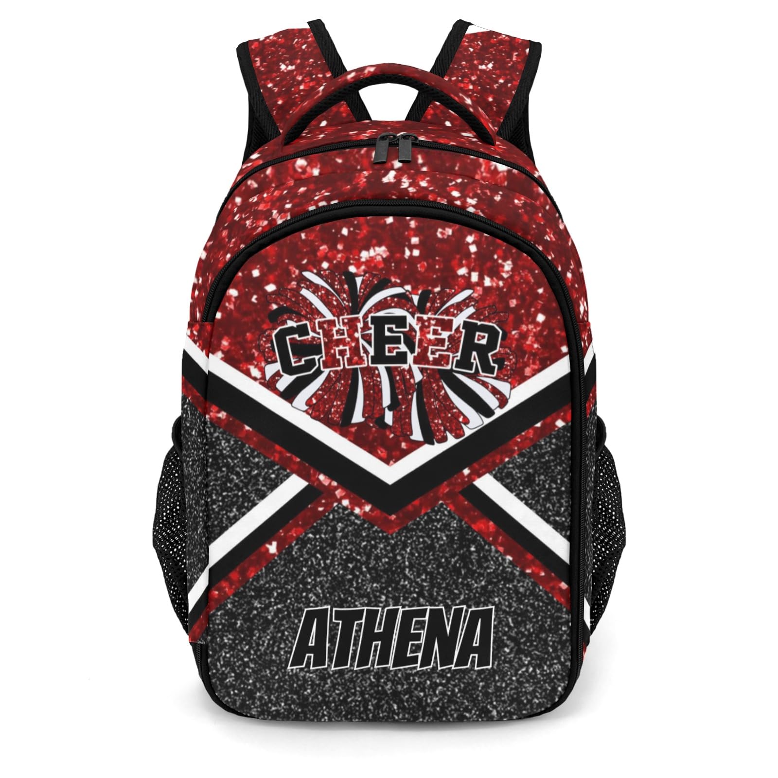 XIUCOO Cheer Cheerleading Red Backpack Casual Travel Laptop Bag for Sport Competition Training Coach Gift