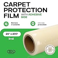 Vista 2 de Película protectora de alfombra de 24 pulgadas x 200 pies, 3 mil (400 pies cuadrados) - Protección de alfombras autoadhesiva hecha en Estados Unidos