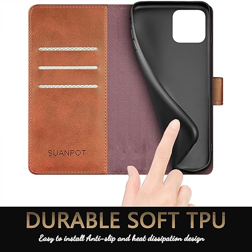 Miniatura 11 de SUANPOT for iPhone 13 Pro（Non iPhone 13 6.1 5G with RFID Blocking Wallet case Credit Card Holder,Flip Book PU Leather Phone case Shockproof Cover