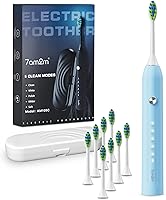 Vista 11 de 7AM2M - Cepillo de dientes eléctrico sónico para adultos y niños, con 8 cabezales y estuche de viaje, 5 modos con temporizador inteligente integrado