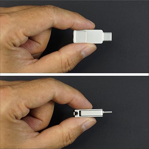 Miniatura 5 de Mini Dual USB A 3.1 y C Flash Key Drive OTG para PCMacBookLaptopTabletSmartphone, Metal Silver U-Key 64GB