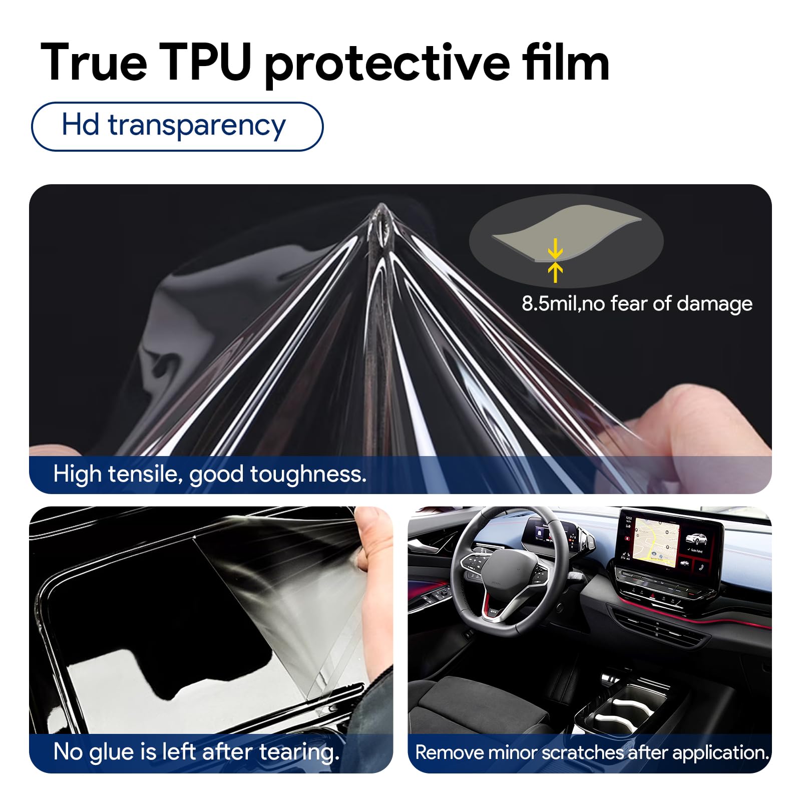 für Volkswagen VW ID.4 Crozz/GTX/X/Pro 2021-2024 8.5mil TPU PPF Vorgeschnittene Selbstklebende Autoinnenraum Transparent Lackschutzfolie Zubehör Kompletter Satz (VW ID.4 Crozz/GTX 42 Stück)