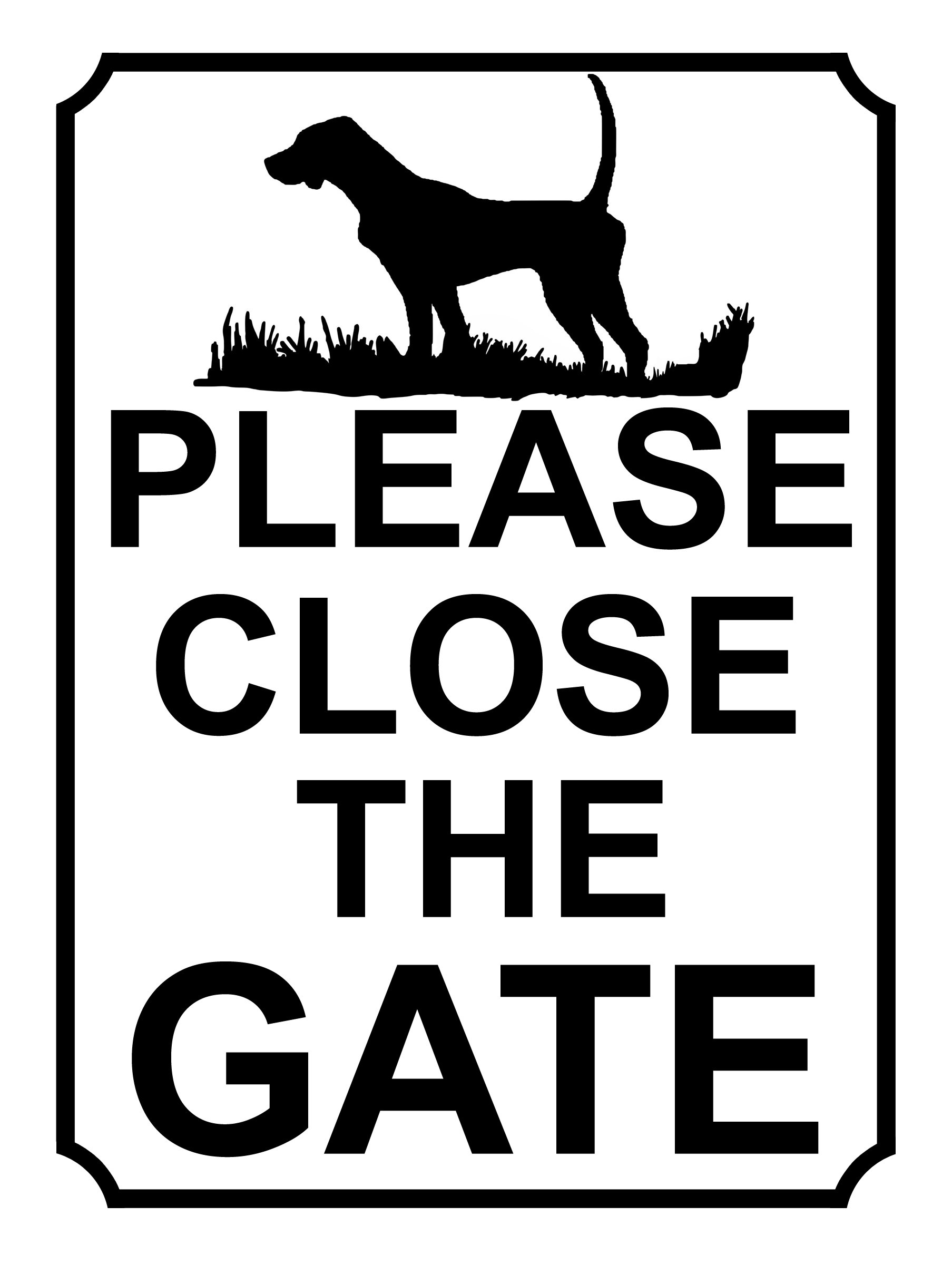 PLEASE CLOSE THE GATE METAL SIGN DOG THEME 200MM X 150MM (13H1) (10" x 8" (267mm x 200mm)), Red & Black