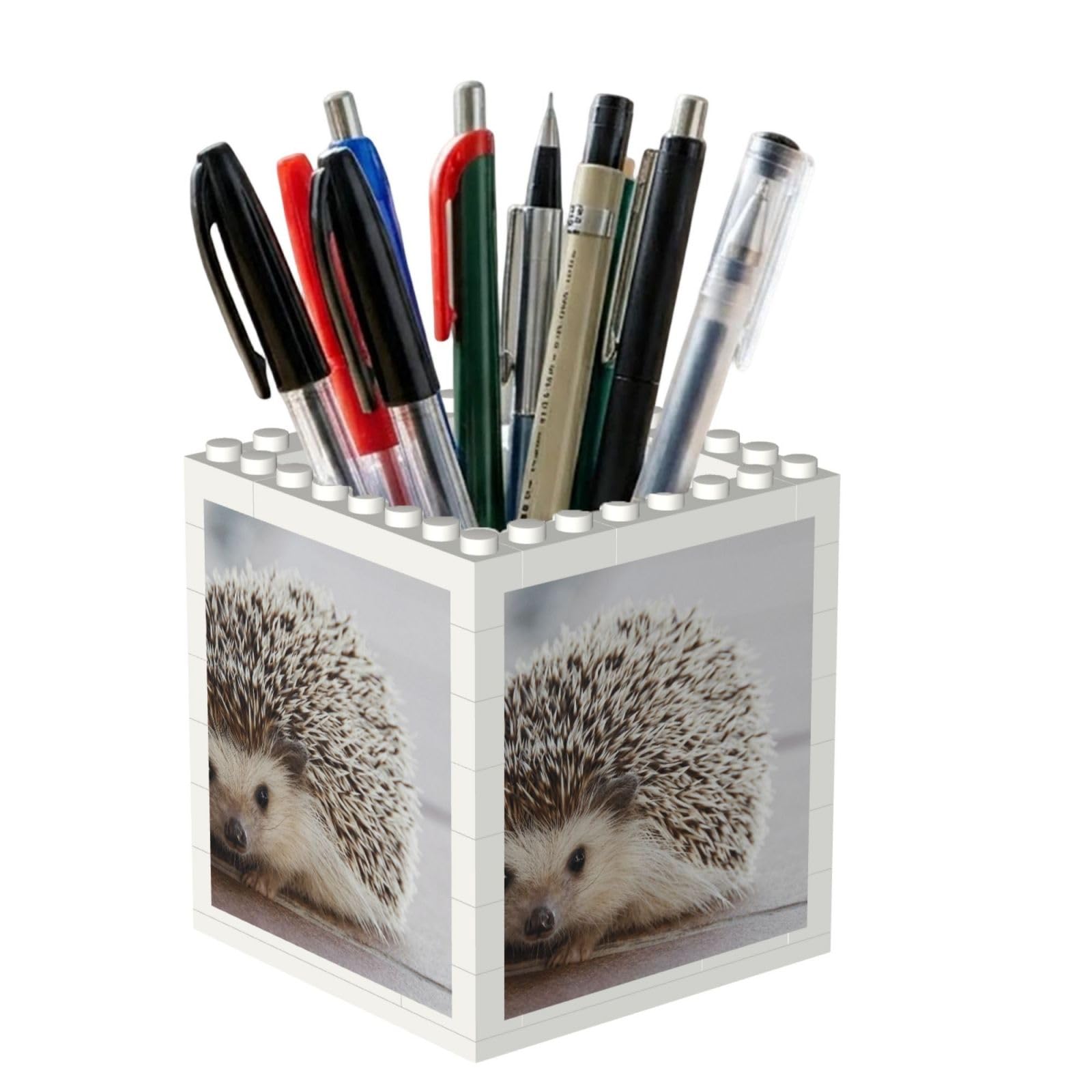 Poadnly Hedgehog Printed, Pen Pot Pencil Holder for Office Home School, Compact Desk Organiser for Office Stationery