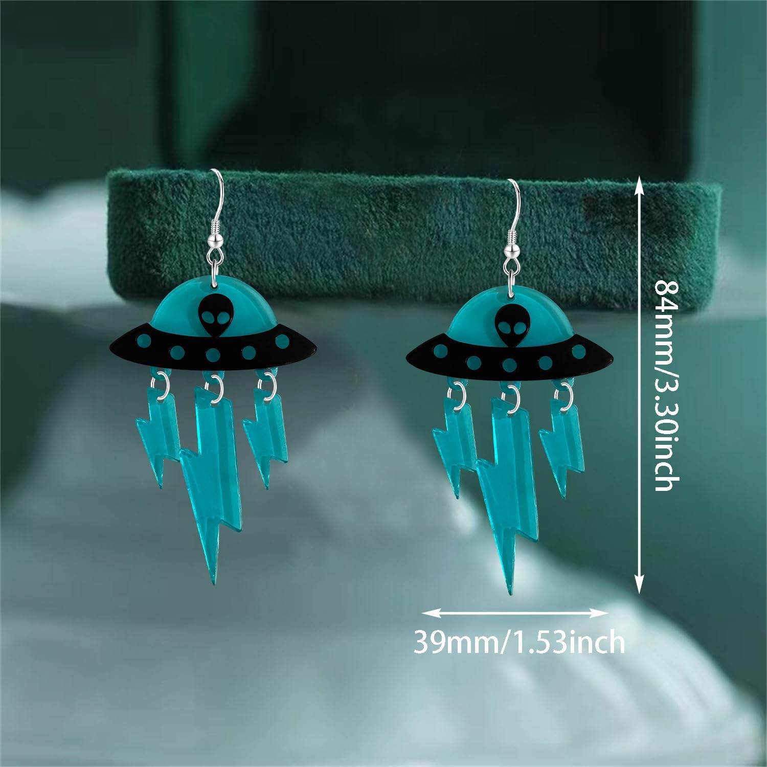 Novelty Spaceship Alien UFO Acrylic Lightning Lightweight Dangle Drop Earrings Geometry Halloween Universe Hook Earrings For Women Jewelry Gifts image 5
