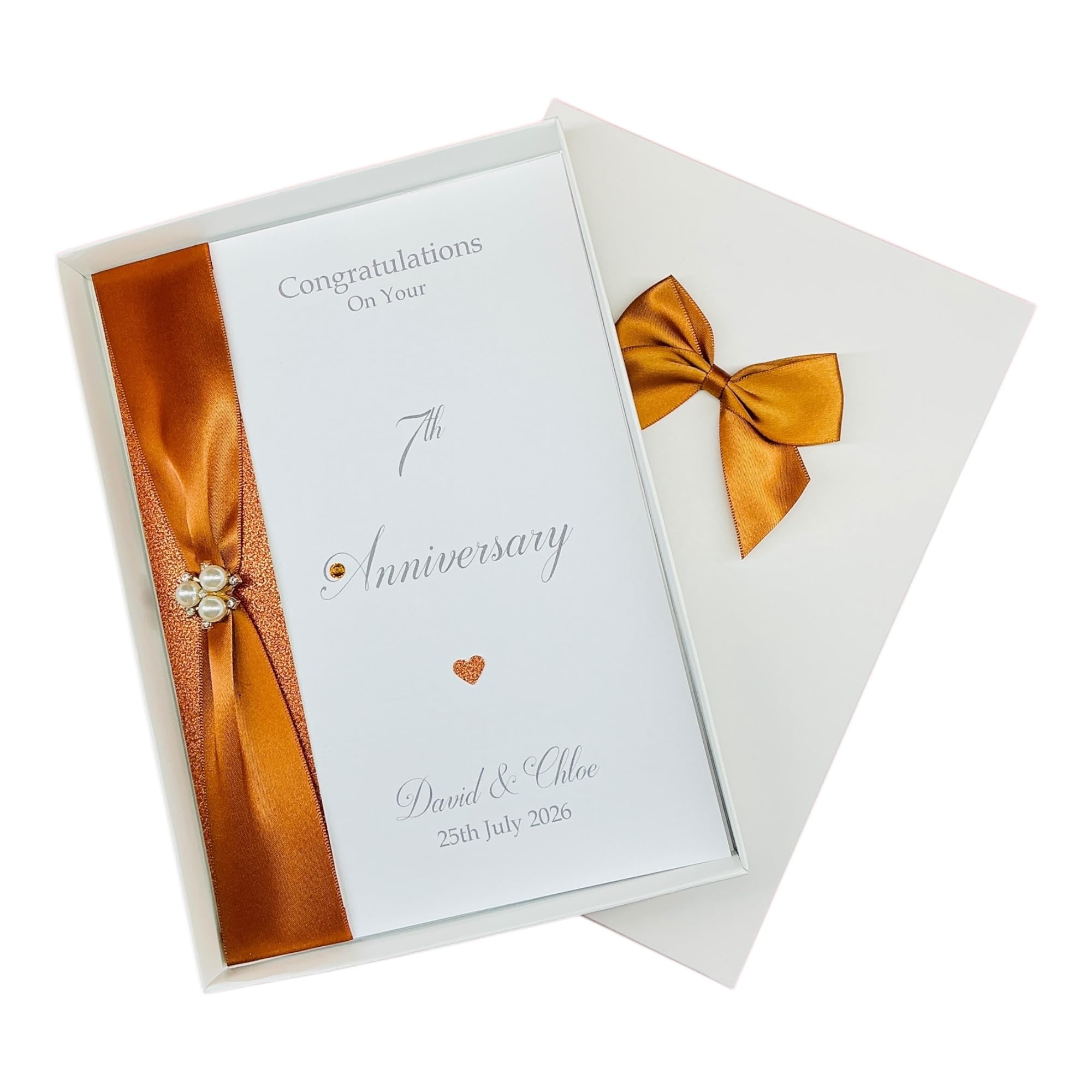 7th Wedding Anniversary Greeting Card Personalised Copper 7 Years โ RA 7