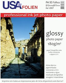 Usa Folien 8307, Papel Fotográfico, Inkjet, A4, Glossy, 180 g, Multicor, Pacote de 50