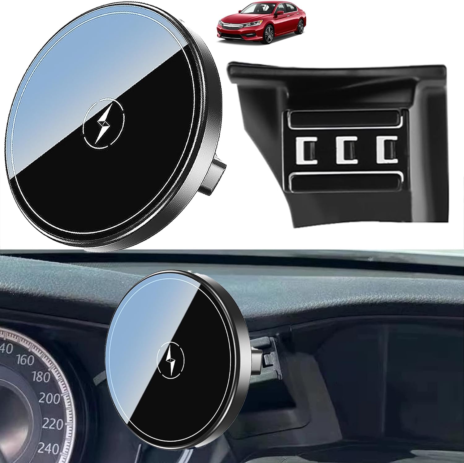 15W Magnetic Wireless Charging Car Mount Exclusive Snap-On Holder for Honda Accord 2013-2017 Accessories Dedicated Phone Stand Compatible with MagSafe for iPhone 12-17 Series