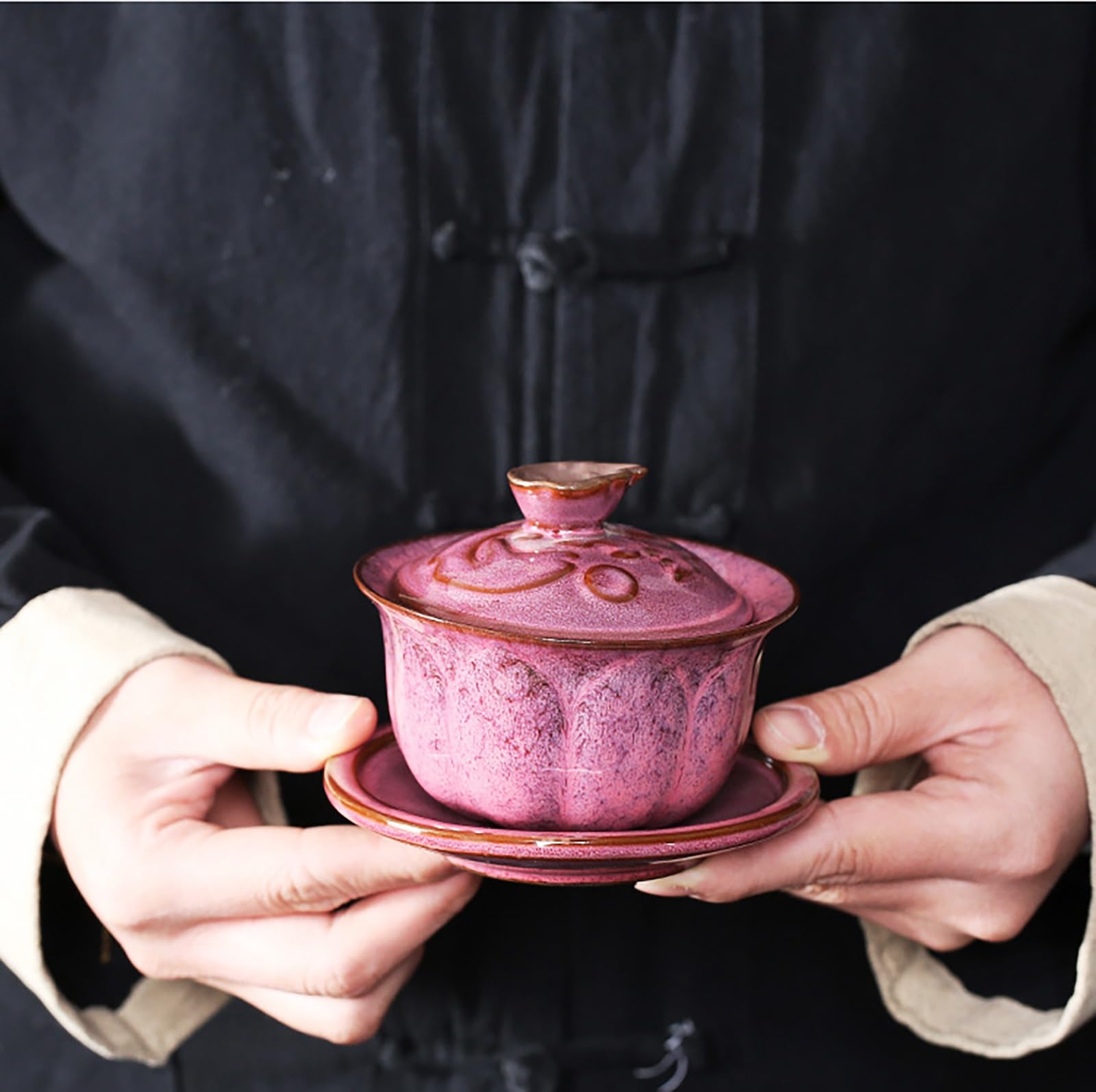 Kubek do herbaty Gaiwan, chińskie filiżanki do herbaty, Kung Fu Tea, chiński wzór, ceramiczny kubek do herbaty Gaiwan, miska do herbaty Sancai, antyczny zestaw do herbaty (kolor: zielony)