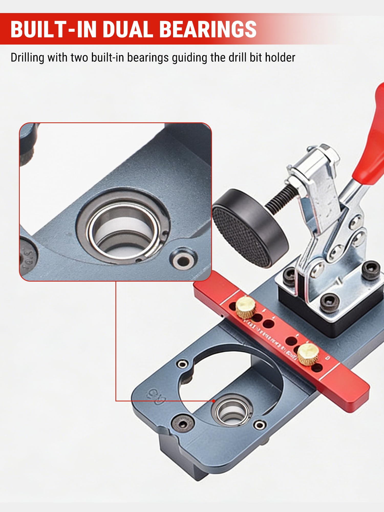 VOBOR 35mm Plantilla para Bisagras de Cazoleta, Jig de Perforación de Abrazadera con Localizador y Broca, para Puertas, Gabinetes, Muebles de Madera, Carpintería y Bricolaje