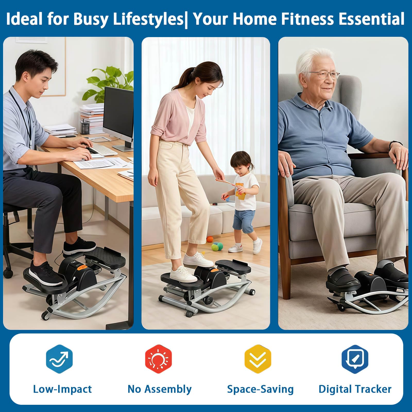 Side to Side Rock Stepper, Mini Exercise Machine with Digital Display for Legs & Po, Full Body Workout at Home
