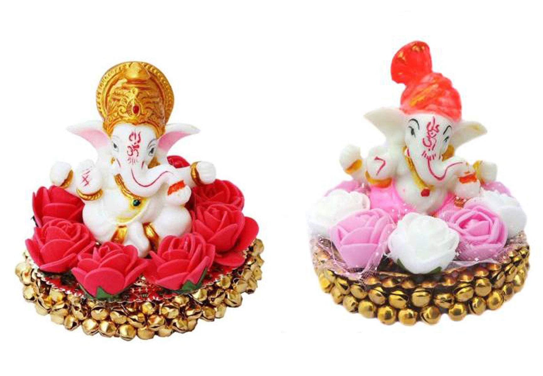 AROHI Enterprises Lord Bangle Ganesh Fabric Idol (Red, Small) - Set of 2