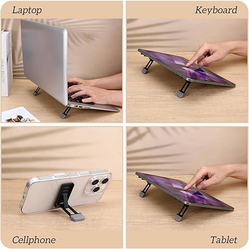 Miniatura 7 de 4 piezas de soporte portátil para computadora portátil para escritorio, soporte elevador de teclado, ergonómico con almohadillas antideslizantes,